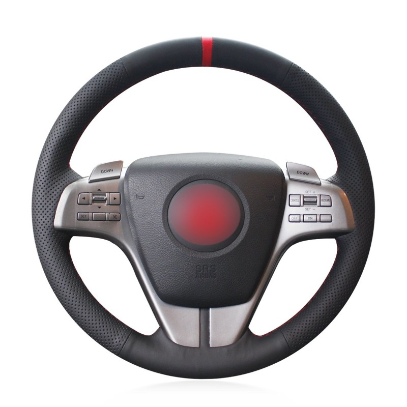 Loncky Auto Custom Fit OEM Black Genuine Leather Steering Wheel Covers